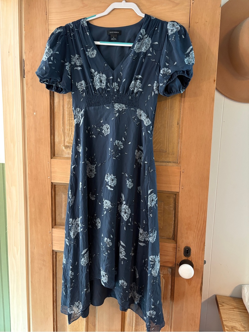 Club Monaco Floral Midi Dress - Navy Blue
